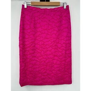 bruce oldfield Skirt Vintage Designer Pink Pattern Lined Wool Silk Blend Pencil